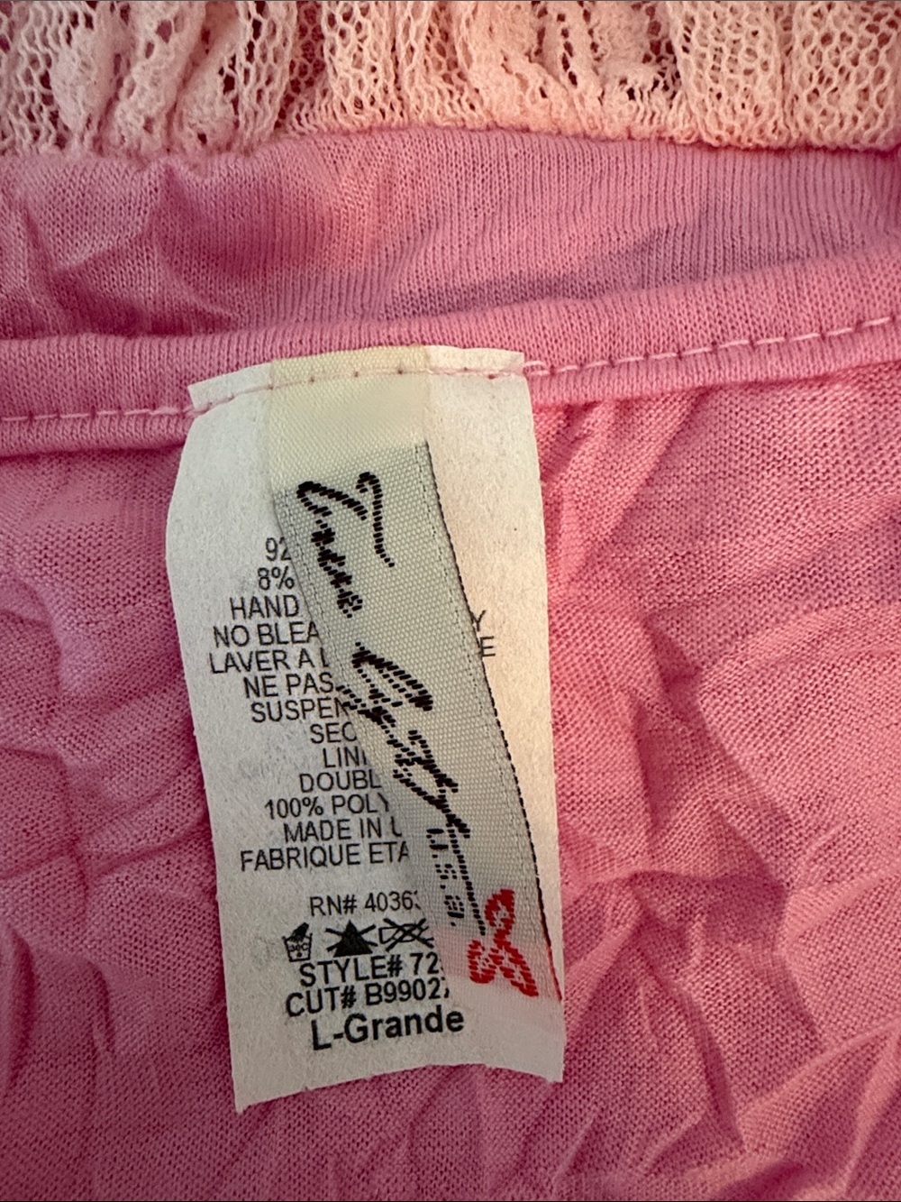 NWOT * TRUE LIGHT Pink Ruffle Lace Camisole Top - Picture 10 of 11